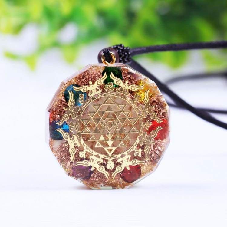 Pendentif en Orgonite - Sri Yantra - Collier