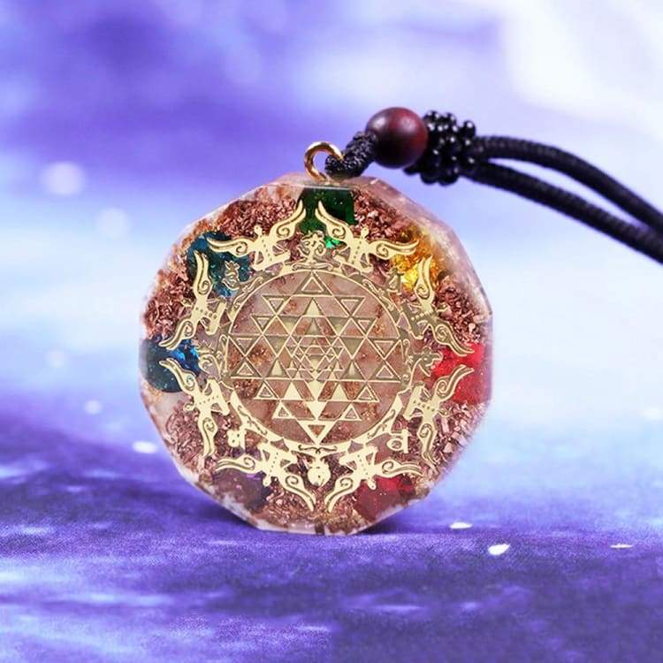 Pendentif en Orgonite - Sri Yantra - Collier
