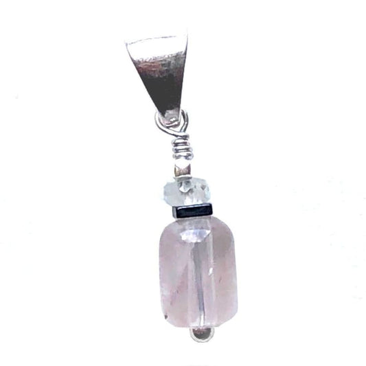 Pendentif en Quartz rose et Argent - Pendentif