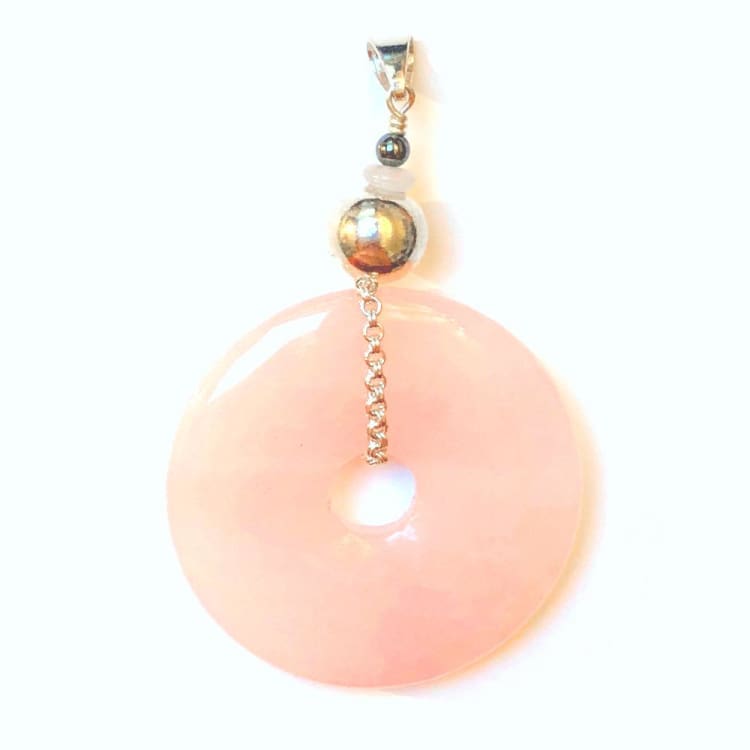 Pendentif en Quartz rose et Argent - Pendentif