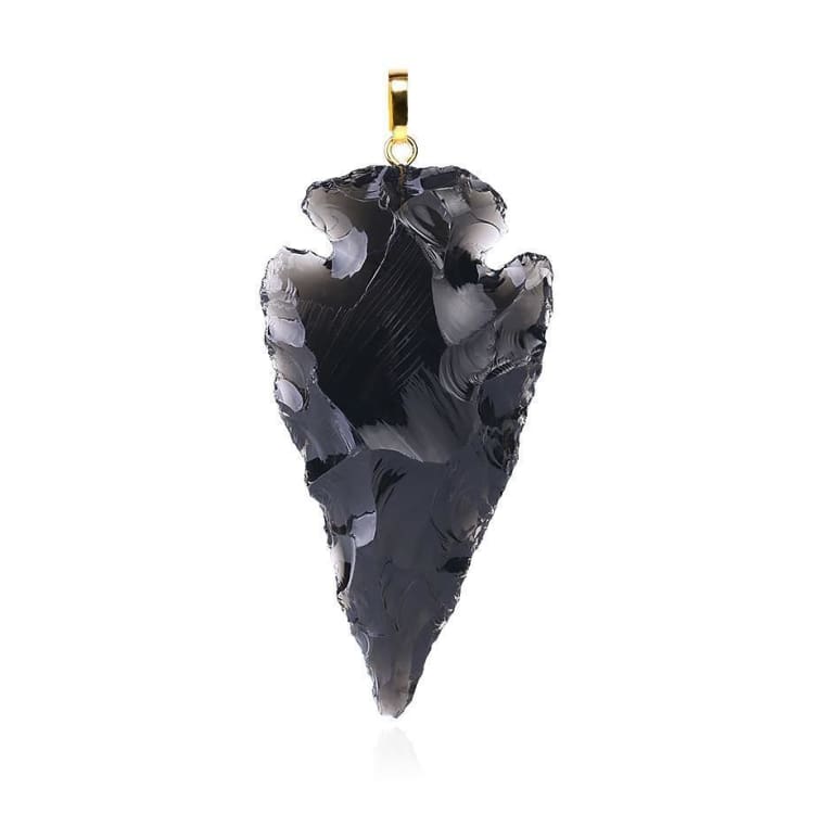 Pendentif Flèche En Obsidienne Noire Brute - Pierre Naturelle, Style Tribal Et Authentique