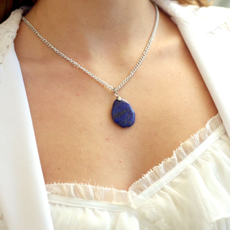 Pendentif Pierre Plate En Lapis Lazuli - Pendentif