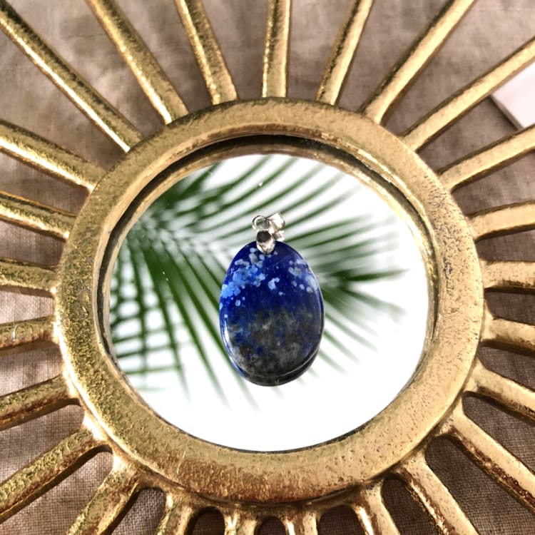 Pendentif Pierre Plate En Lapis Lazuli - Pendentif
