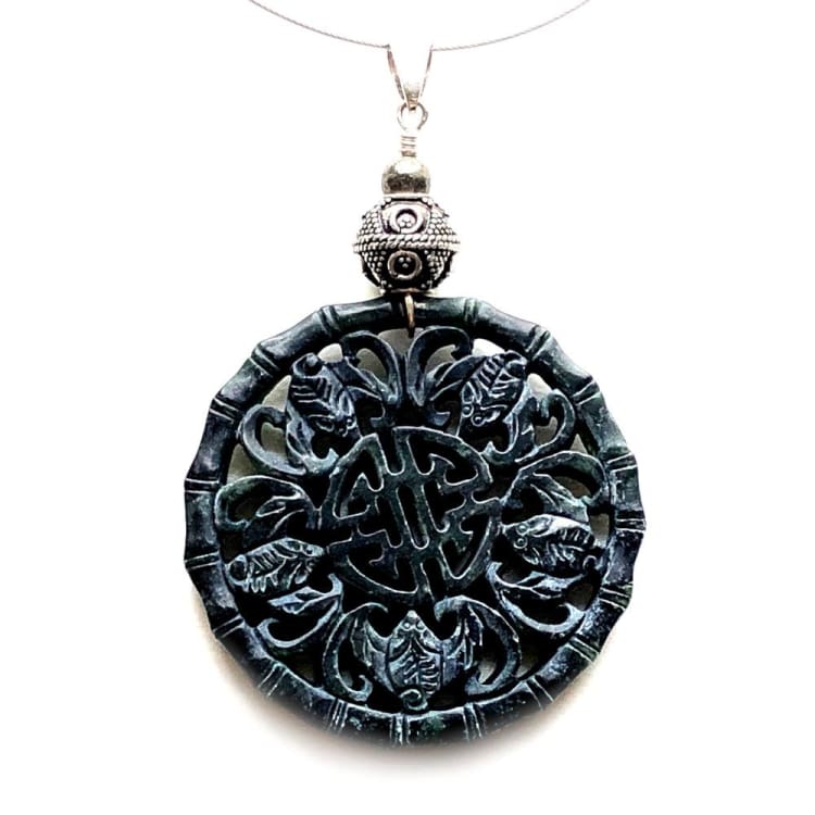 Pendentif Serpentine noire et Argent - Pendentif