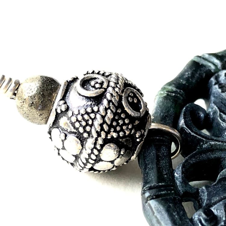 Pendentif Serpentine noire et Argent - Pendentif