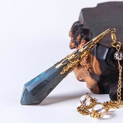 Pendule En Labradorite - Or - Pierre