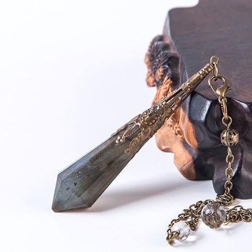 Pendule En Labradorite - Bronze Antique - Pierre