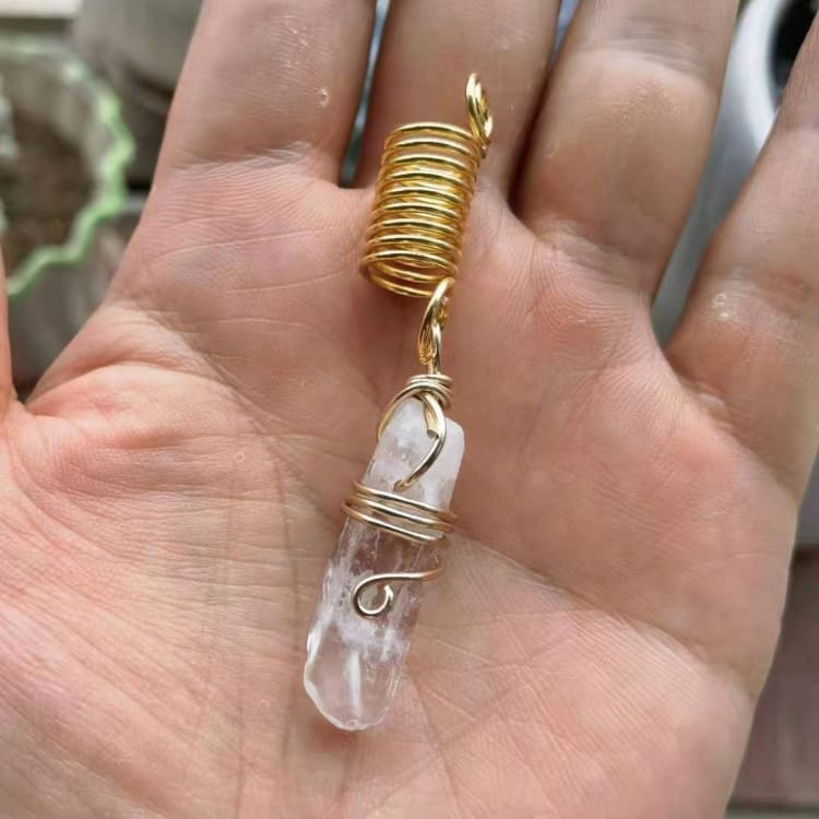 Perles en pierres naturelles pour dreadlock - Cristal de roche Doré