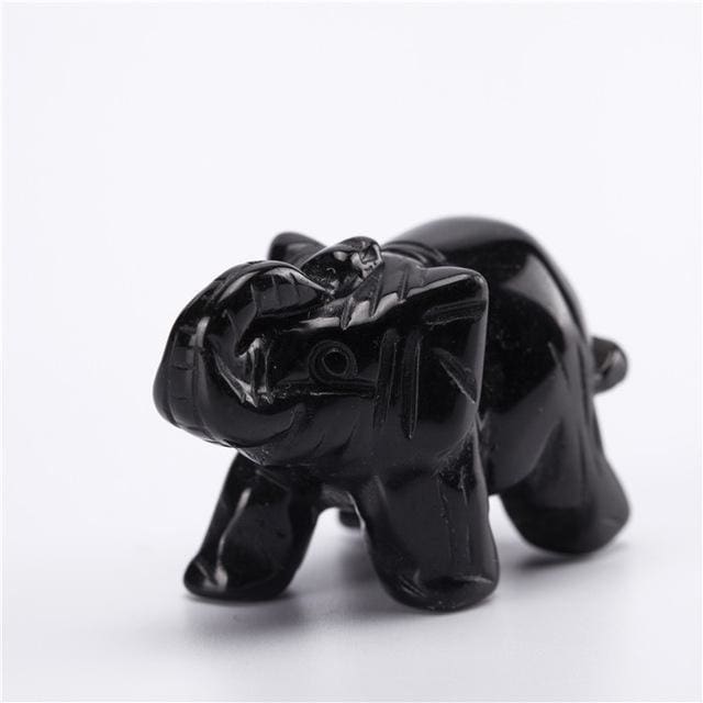 Petits Éléphants En Pierre Naturelle - Obsidienne - Decoration