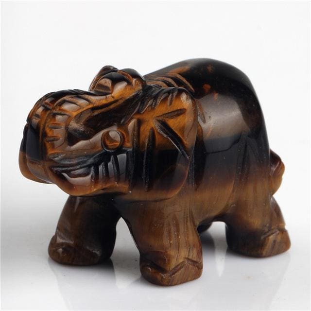 Petits Éléphants En Pierre Naturelle - Oeil De Tigre - Decoration