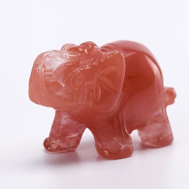 Petits Éléphants En Pierre Naturelle - Quartz Cerise - Decoration