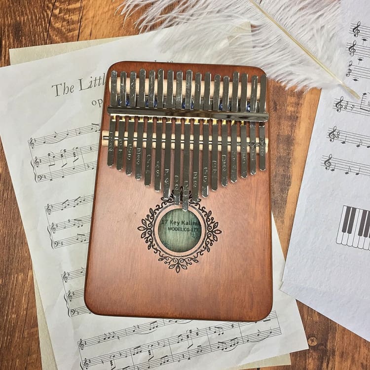 Piano à pouces Kalimba de 17 touches en bois d’acajou