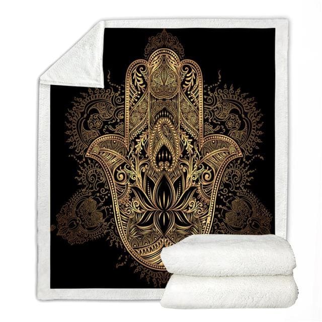 PLAID DOUILLET EN POLAIRE - ’ La main de Fatma’ - 150cmx200cm