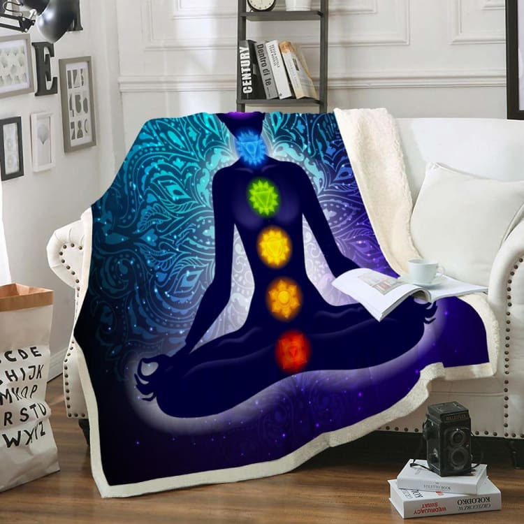 PLAID DOUILLET EN POLAIRE - ’ Les 7 chakras ’