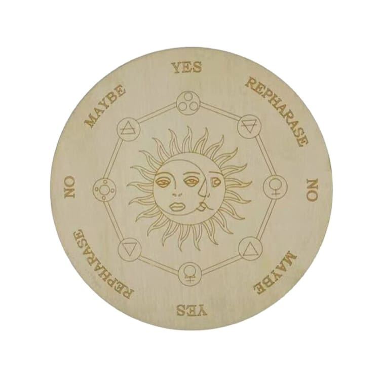 Planche pendule en bois - Soleil & Lune