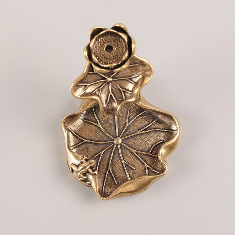 Porte encens feuille de lotus en metal - Décoration
