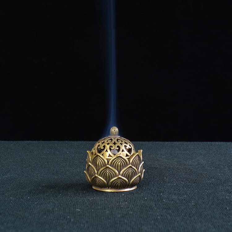 Porte encens rétro en laiton avec couvercle - Décoration