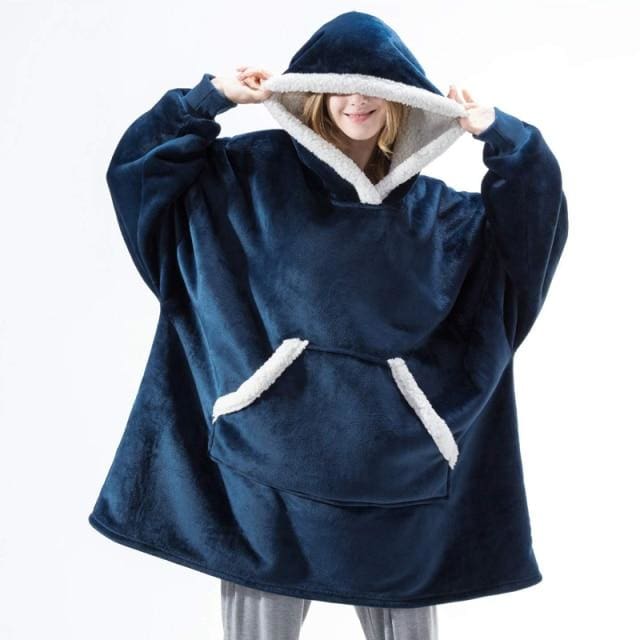 Pull en plaid oversized - Bleu