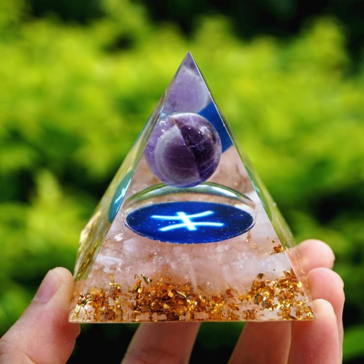 Pyramide du Zodiac en Orgonite symbole du Poisson - Décorations