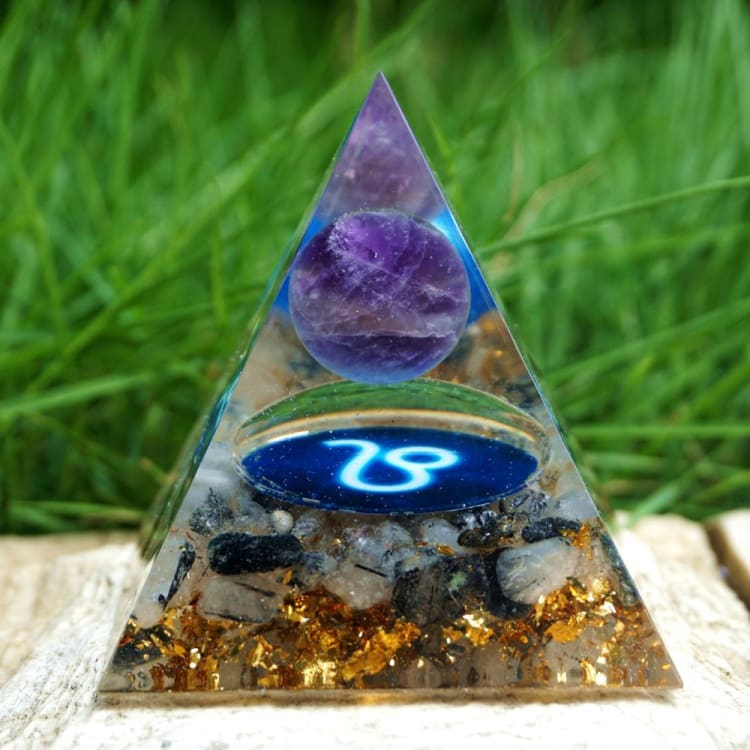Pyramide du Zodiac en Orgonite de 10cm symbole du Lion - Décorations