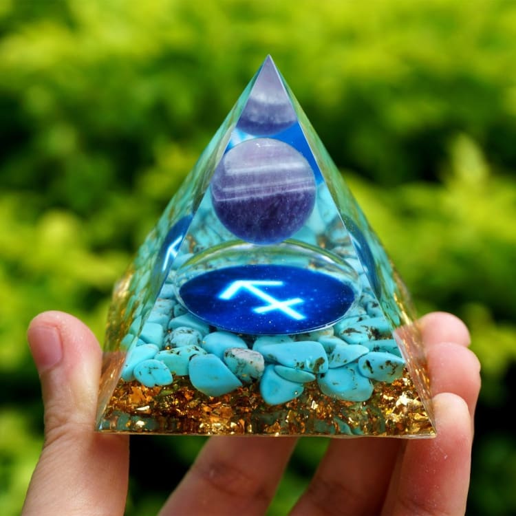 Pyramide du Zodiac en Orgonite symbole du Sagittaire - Décorations