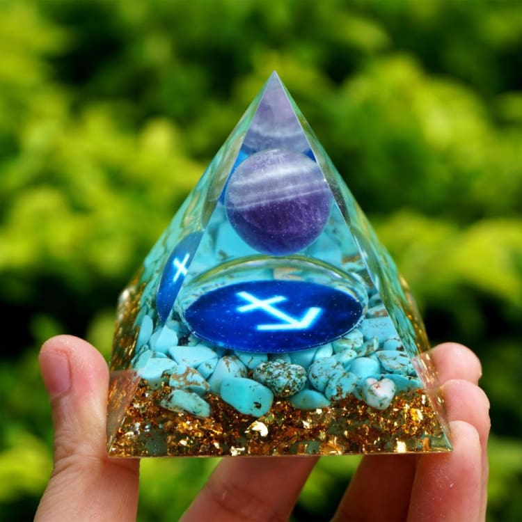 Pyramide du Zodiac en Orgonite symbole du Sagittaire - Décorations