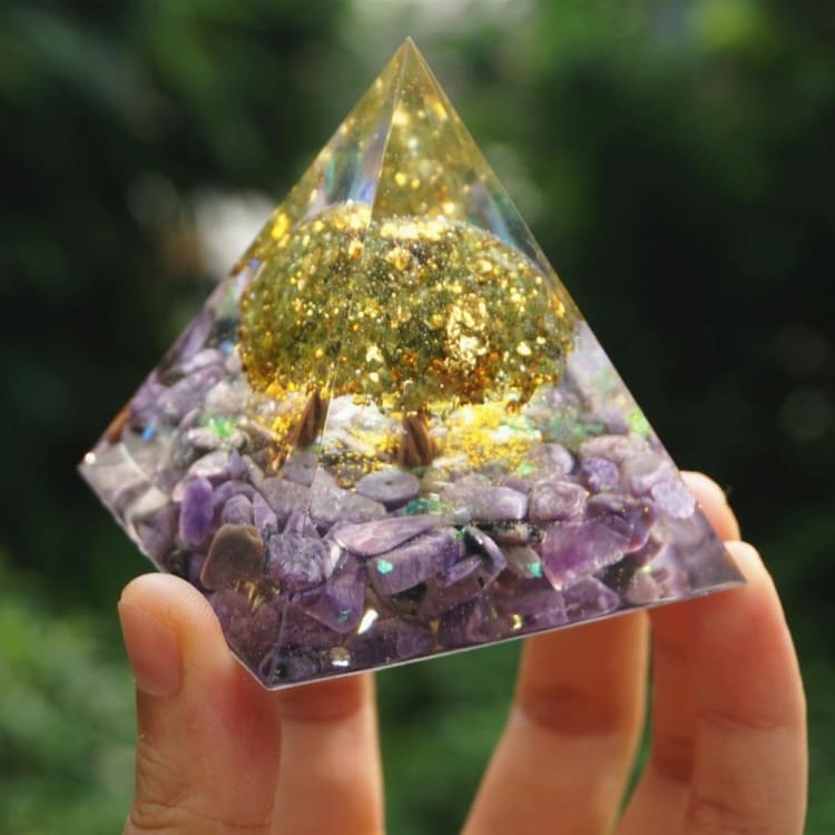 Pyramide en Orgonite et Améthyste de 10cm - Décorations