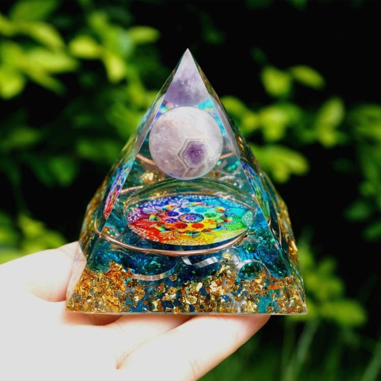 Pyramide en Orgonite et Célestine de 10cm - Décorations
