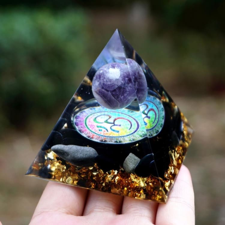 Pyramide en Orgonite et Obsidienne de 10cm - Décorations
