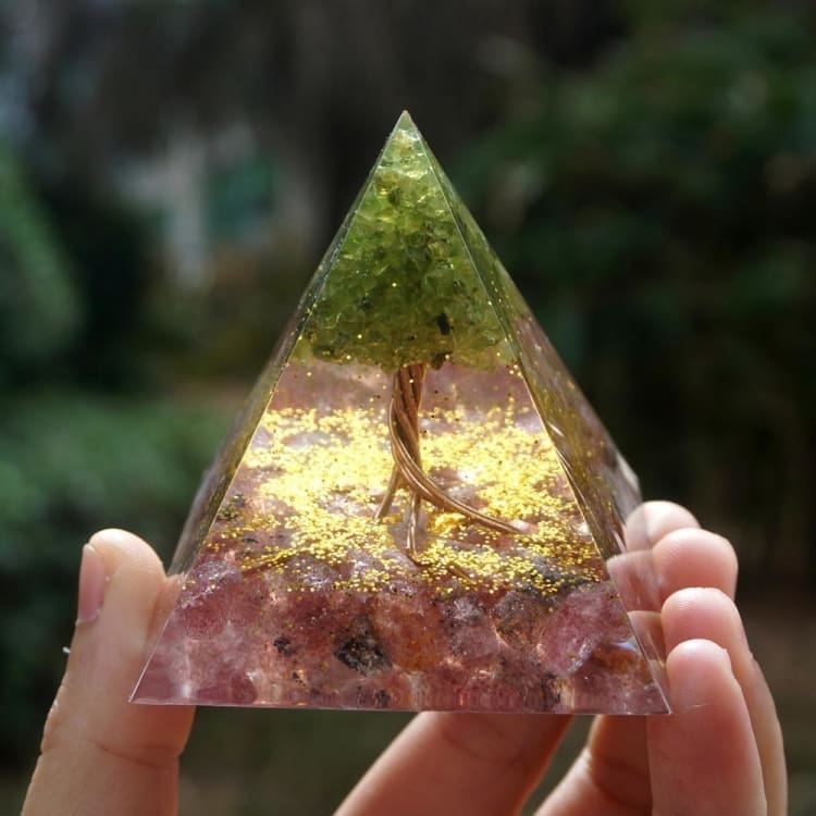 Pyramide en Orgonite et Quartz Rose de 10cm - Décorations