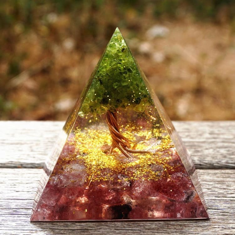 Pyramide en Orgonite et Quartz Rose de 10cm - Décorations