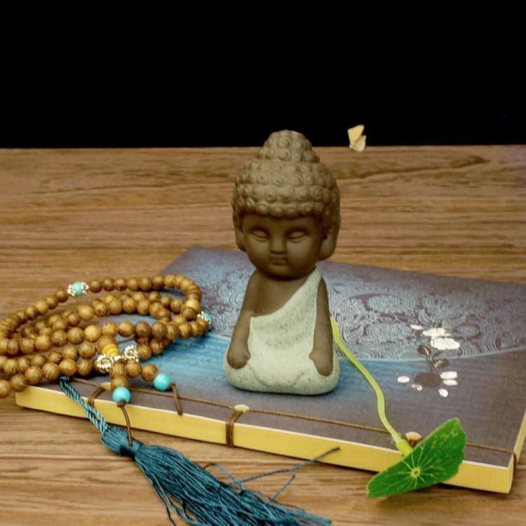 Statuette Bouddha En Céramique Peinte À La Main - Decoration