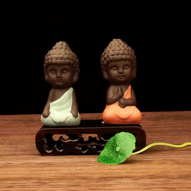 Statuette Bouddha En Céramique Peinte À La Main - Decoration