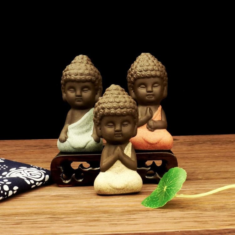Statuette Bouddha En Céramique Peinte À La Main - Decoration Image