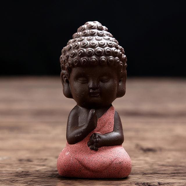 Statuette Bouddha En Céramique Peinte À La Main - Rouge - Decoration Image