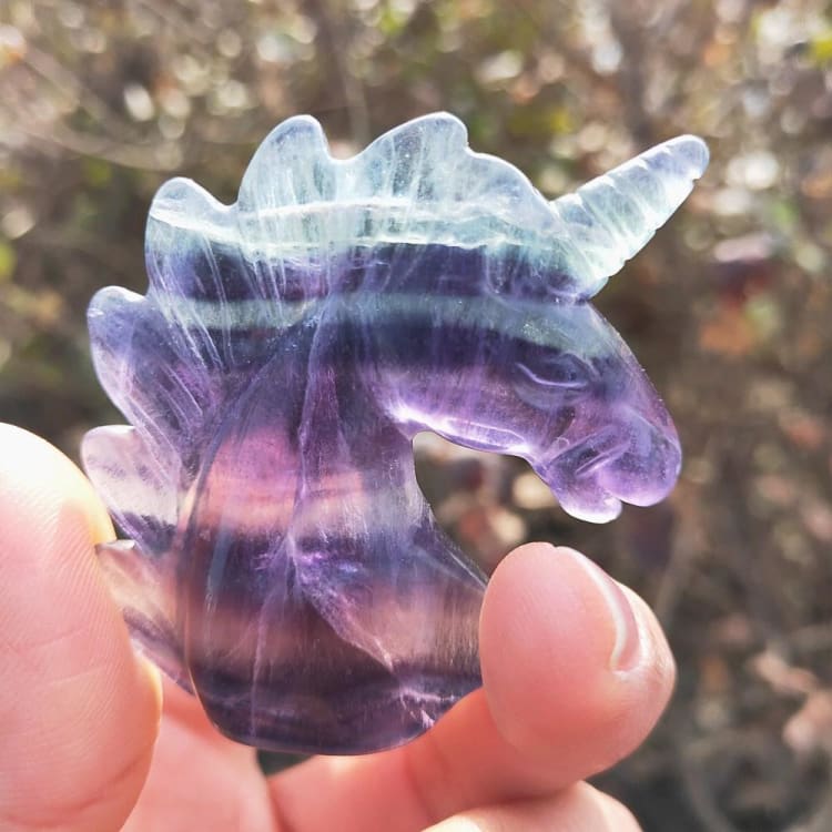 statuette de licorne en cristal de fluorite - decoration