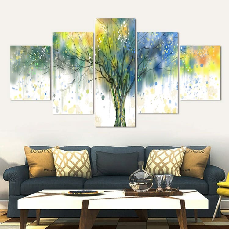 Tableau arbre de vie pluie de couleurs - Toiles