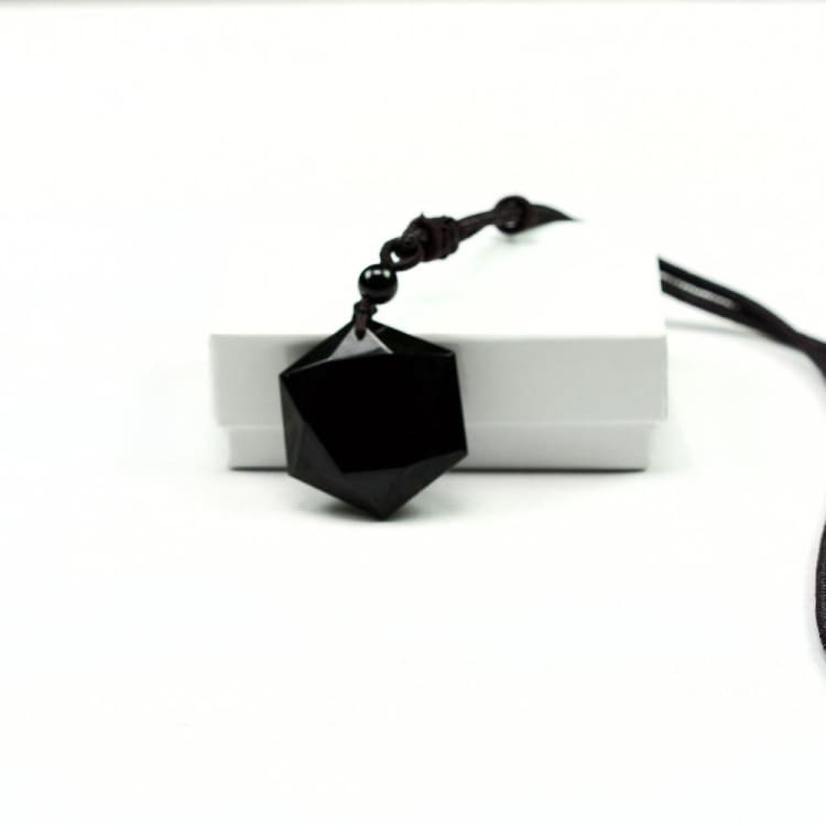 Talisman Hexagonal en Obsidienne - Collier