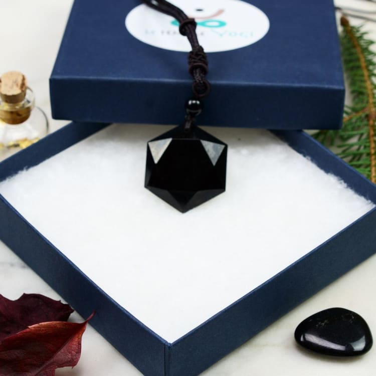 Talisman Hexagonal en Obsidienne - Collier