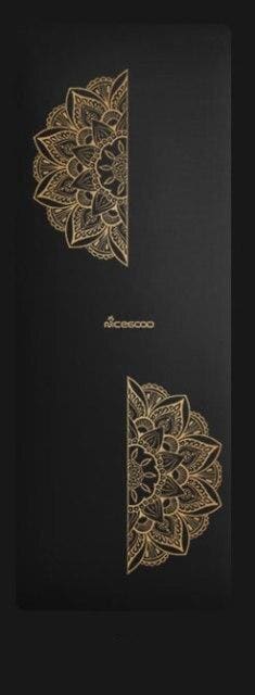 Tapips de Yoga en caoutchouc 100% naturelle ’ Noir profond ’ - Mandala en floraison