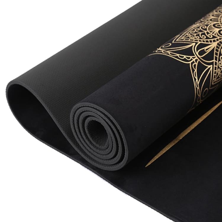 Tapis de Yoga noir & doré en TPE – Le Temple Yogi
