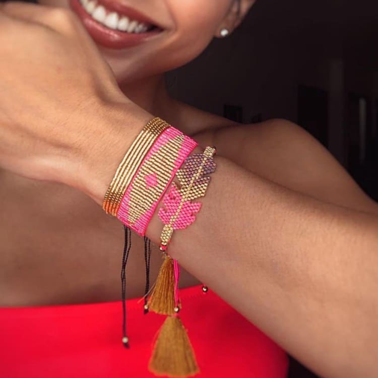 Trio de bracelets brésiliens été Pink